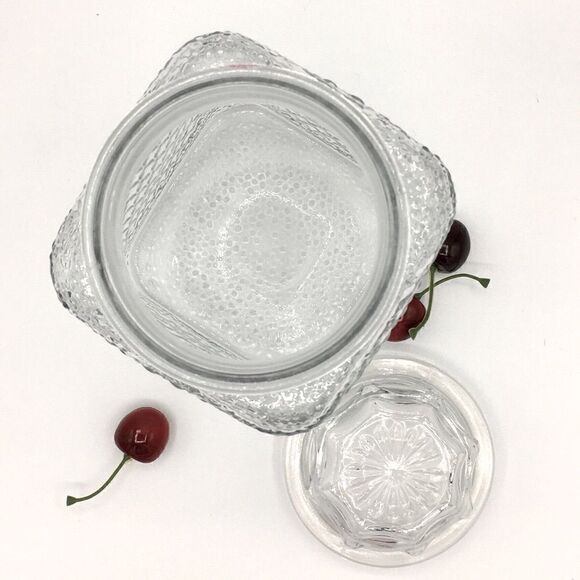 Textured Patterned Glass Rectangular Canister with Lid - Picture 6 of 16